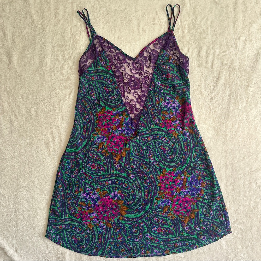 Victoria’s Secret Gold Label Paisley Floral Lace Slip Dress Size Medium